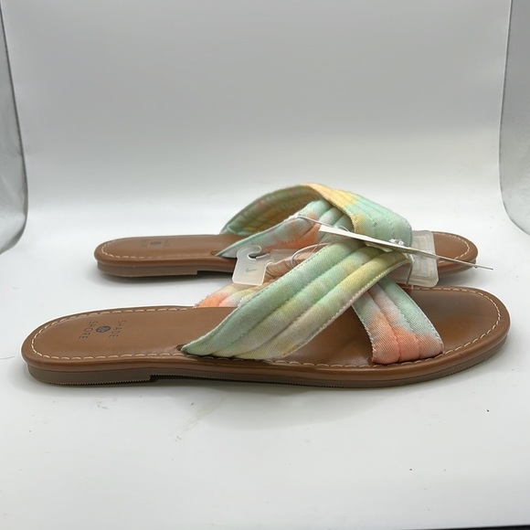 Shade & Shore Shoes - NWT Shade & Shore Slip On Sandals Colorful Tie Dye Rainbow Pink Green Womens 7